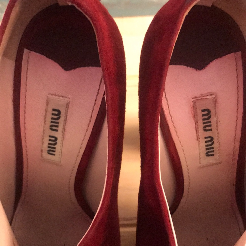 MIU MIU Suede Peep Toe Bow Ankle Bootie EUC sz 39 - Picture 14 of 16
